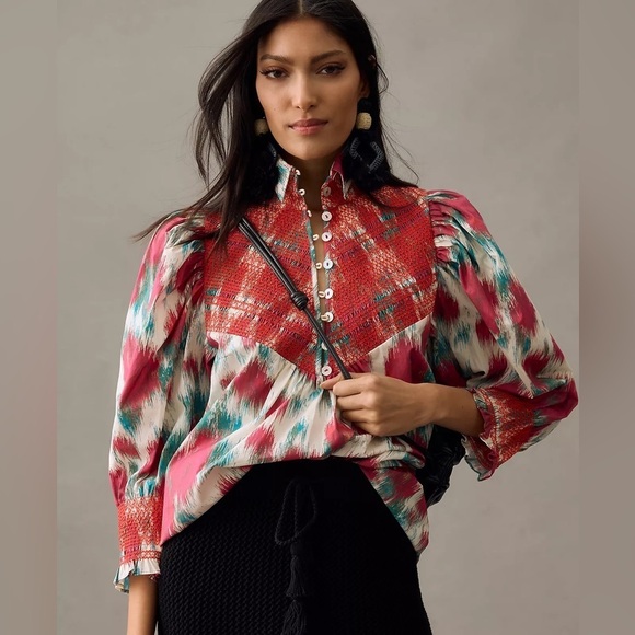 NWT Hope for Flowers by Tracy Reese Smocked Shirt by Anthropologie - Picture 1 of 6